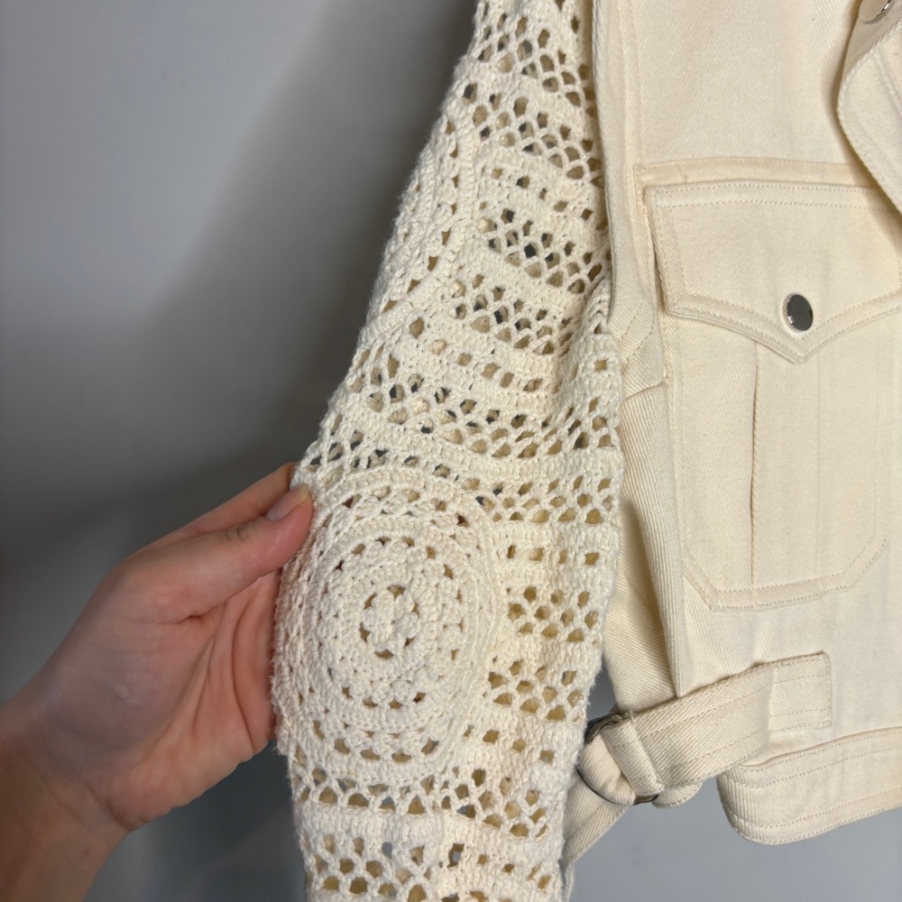 Veronica Beard Aylin Crochet-Sleeve Jacket - Picture 10 of 11